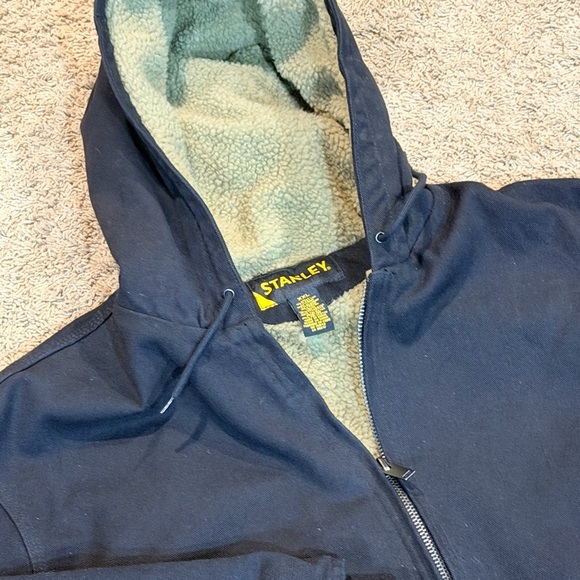 MEN'S STANLEY Hooded Canvas Heavy Duty Jacket with Faux Sherpa Lining XXL New